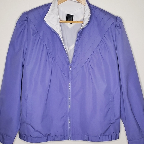 Periwinkle Purple Lightweight Vintage 80s Athletic Jacket with Angular Accents - Picture 3 of 15